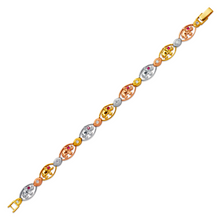 Load image into Gallery viewer, 14K Tricolor Gold Fancy Elephant High Polished CZ Bracelet 8mm Wide 14g H-Clasp
