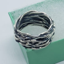 Load image into Gallery viewer, 925 Sterling Silver Solid Heavy Wrapped Wire Ring High Quality 12mm Size 6-10
