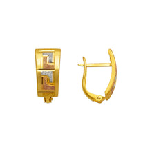 Load image into Gallery viewer, 14K Real Gold Tri-Color Diamond Cut Round Hoop 8mm Huggie Earrings 6 Styles
