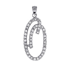 Load image into Gallery viewer, 925 Sterling Silver CZ Script Initial Letter Alphabet Pendant 1 3/8 Inch Wide
