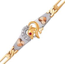 Load image into Gallery viewer, 14K Tricolor Gold Fancy Dolphin D/C Bracelet 3mm Wide, 12mm Center H Clasp
