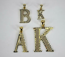 Load image into Gallery viewer, 10K Yellow Gold Initial Pendant Charm Diamond Cut A ~ Z Alphabet 4 Sizes
