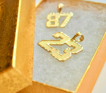 Load image into Gallery viewer, 10K Yellow Gold Custom Two-Digit Number Pendant 00-99 Diamond Cut Necklace Charm
