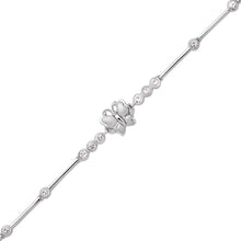 Load image into Gallery viewer, 14K White Gold Fancy Butterfly D/C Bracelet 3mm Wide, 9mm Center H Clasp
