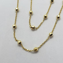Load image into Gallery viewer, 14K Solid Yellow Gold Station Ball Bead Rolo Bracelet Anklet 2mm 4mm 7" 10"
