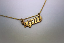 Load image into Gallery viewer, 14K Solid Yellow Gold Personalized Custom Name Pendant Charm &amp; Singapore chain
