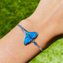 Load image into Gallery viewer, Sterling Silver Synthetic Opal Whale Tail Bracelet Women lobster lock
