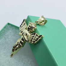 Load image into Gallery viewer, Authentic 10K Yellow Gold Praying Angel Pendant Charm Diamond Cut 3 Sizes S/M/L
