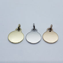 Load image into Gallery viewer, 14K Gold Plain Simple Round Pendant Disc Pendant Charm [Engraving Available]
