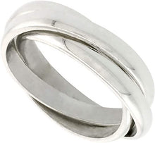 Load image into Gallery viewer, Sterling Silver 3mm Rolling Ring Wedding Band Triple Interlocking Handmade 8-13
