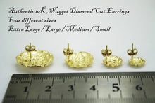 Load image into Gallery viewer, 10K Soild Yellow Gold Nugget Round Diamond Cut Stud Earrings for Men Women
