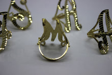Load image into Gallery viewer, 10k Solid Yellow Gold Large Cursive Initial Letter Ring Diamond Cut size 6 ~ 14
