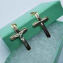 Load image into Gallery viewer, Authentic 14K Yellow Lined Gold Cross Pendant with/out White Gold Jesus 2 Style
