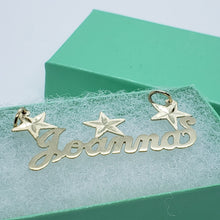 Load image into Gallery viewer, 10K Solid Yellow Gold Handmade Personalized Custom Name Pendant Charm with Stars
