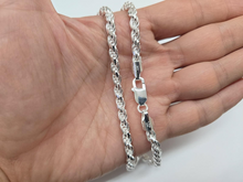Load image into Gallery viewer, 925 Sterling Silver Thick Rope Chain Necklace Diamond Cut 4.5mm 7" to 30"

