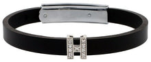 Load image into Gallery viewer, 925 Sterling Silver Alphabet Letter Block CZ Stone Flat Rubber Bracelets, 8mm
