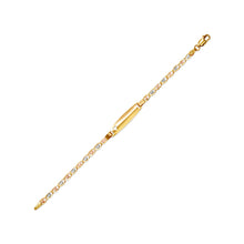 Load image into Gallery viewer, 14K Tri Color Gold Kids Love Heart ID Bracelet 6.7mm/3.5mm 6" Engraving Availabl
