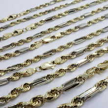 Load image into Gallery viewer, Authentic 14k Real Gold Two Tone Figarope Chain Necklace Lobster 3mm-6mm 18"-30"
