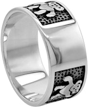 Load image into Gallery viewer, 925 Sterling Silver Dancing Bears Ring for Women and Men 5/16 Thick Size 6 - 10
