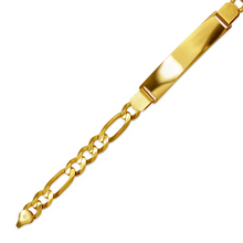 Load image into Gallery viewer, 14K Yellow Gold Figaro Chain ID Bracelet 10mm/7mm 8" 8.5" Engraving Available
