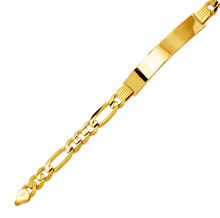 Load image into Gallery viewer, 14K Yellow Gold Figaro Concave ID Bracelet 7mm/7mm 8" 8.5" Engraving Available
