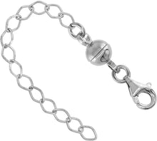 Load image into Gallery viewer, Sterling Silver Magnetic Ball Clasp Converter 6mm 2inch Extension 2 Pack
