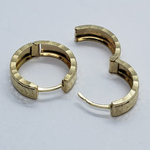 Load image into Gallery viewer, 14K Real Yellow White Gold Huggie Hoop Earrings Diamond Cut Round 13mm Men Women
