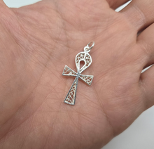 Load image into Gallery viewer, 925 Sterling Silver Filigree Egyptian Ankh Cross Pendant 1 1/16 Inch Tall (27mm)
