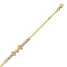 Load image into Gallery viewer, 14K Tricolor Gold 7mm Center, 1mm Ladies Bracelet High Polished Fancy Chain
