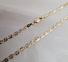 Load image into Gallery viewer, Authentic 10K Yellow White Rose Gold Tri-Color Valentino Chain 2.1&amp;2.8mm/16"-24"
