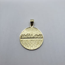 Load image into Gallery viewer, 10K Yellow Solid Gold Round Last Supper Diamond Cut Pendant Charm 3 sizes
