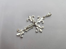 Load image into Gallery viewer, 925 Sterling Silver Fancy Fleury Crucifix Cross Pendant 2 Inch (50mm) Tall
