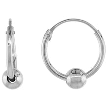 Load image into Gallery viewer, 925 Sterling Silver Endless Hoop Earrings with Bead 1/2 inch Diameter
