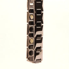 Load image into Gallery viewer, Tungsten Carbide 2-Tone Black Faceted Cushion Links Magnetic Therapy Bracelet
