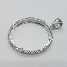 Load image into Gallery viewer, Sterling Silver Cubic Zirconia Silver Dollar Bezel CZ Halo 38 mm Mexican Olympic
