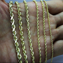Load image into Gallery viewer, 14K Yellow Solid Gold Rope Diamond Cut Chain necklace bracelet 1.5mm-5mm 7"-30"
