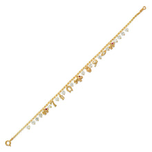 Load image into Gallery viewer, 14K Yellow Gold Fancy Charm Bracelet 2 mm Link 7 mm Center 7" for Women
