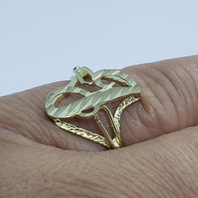 Load image into Gallery viewer, 10K YELLOW GOLD Cursive Letter Initial Ring for Women Alphabet A-Z Size 6-10.5
