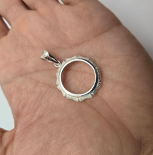 Load image into Gallery viewer, 925 Sterling Silver 1 Cent Penny Coin Bezel Bamboo Shape Edge 19mm Prong Back
