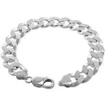 Load image into Gallery viewer, 925 Sterling Silver Straight Edge Flat Curb Cuban Link Chain 12.5mm 8" to 9"
