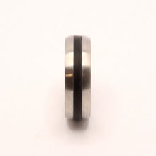 Load image into Gallery viewer, Stainless Steel Domed Plain Black Stripe Inlay Center Wedding Ring Band 6mm
