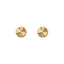 Load image into Gallery viewer, 14K Yellow Gold Diamond Cut Round Stud Earrings 5mm Wide 2grams Screw Backing
