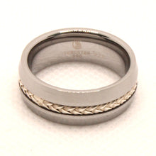 Load image into Gallery viewer, Tungsten Carbide Sterling Silver Rope Inlay Beveled Edges Wedding Band Ring 8mm
