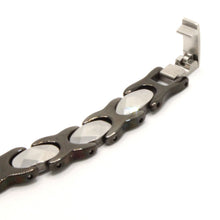 Load image into Gallery viewer, Tungsten Carbide Ceramic 2-Tone Black &amp; Rhombus Facets Magnetic Therapy Bracelet
