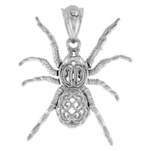 Load image into Gallery viewer, 925 Sterling Silver CZ Textured Filigree Spider Pendant 1 Inch (25mm) Tall
