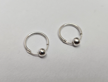 Load image into Gallery viewer, 925 Sterling Silver Endless Hoop Earrings with Bead 1/2 inch Diameter
