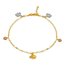 Load image into Gallery viewer, 14K Tricolor Gold Various Charm Bracelet Anklet 2mm Link 10mm Charm 10" Chain
