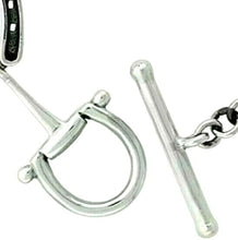 Load image into Gallery viewer, Sterling Silver Horseshoe Bracelet 1/2 inch Wide, 7 1/2 inch Long Toggle Clasp
