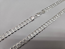Load image into Gallery viewer, 925 Sterling Silver Pave Diamond Cut Beveled Flat Curb Cuban Link Chain 8mm 8-30
