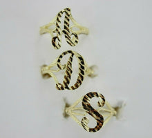 Load image into Gallery viewer, 10k Solid Yellow Gold Cursive Letter Initial Alphabet Ring [YOUR RING SIZE]
